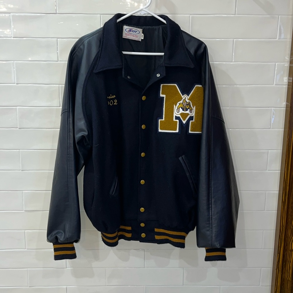 Neff Black & Gold Letterman Bomber Jacket
